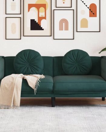 Personers Sofa Velour Med Hynder Mørkegrøn