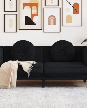 Personers Sofa Velour Med Hynder Sort