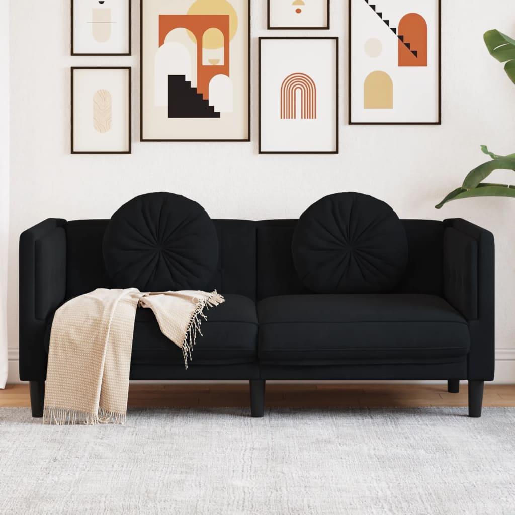 Personers Sofa Velour Med Hynder Sort