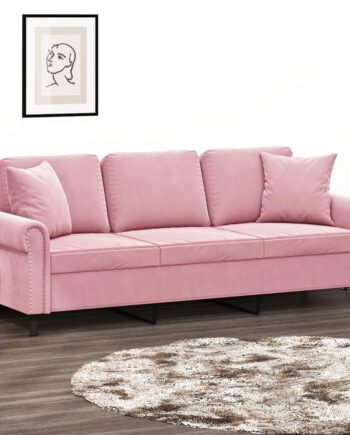 Personers Sofa Velour Med Pyntepuder 180 Pink