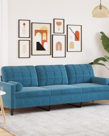 Personers Sofa Velour Med Pyntepuder Blå 210