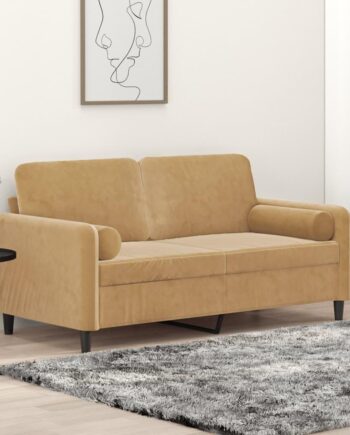 Personers Sofa Velour Med Pyntepuder Brun 158