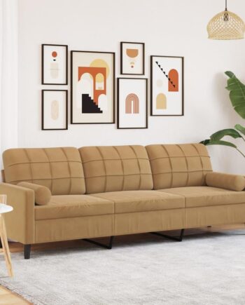 Personers Sofa Velour Med Pyntepuder Brun 210