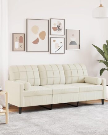 Personers Sofa Velour Med Pyntepuder Creme 180