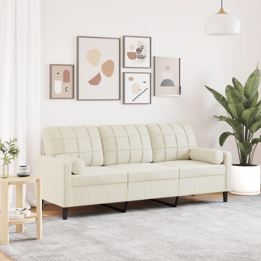 Personers Sofa Velour Med Pyntepuder Creme 180