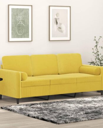Personers Sofa Velour Med Pyntepuder Gul 198