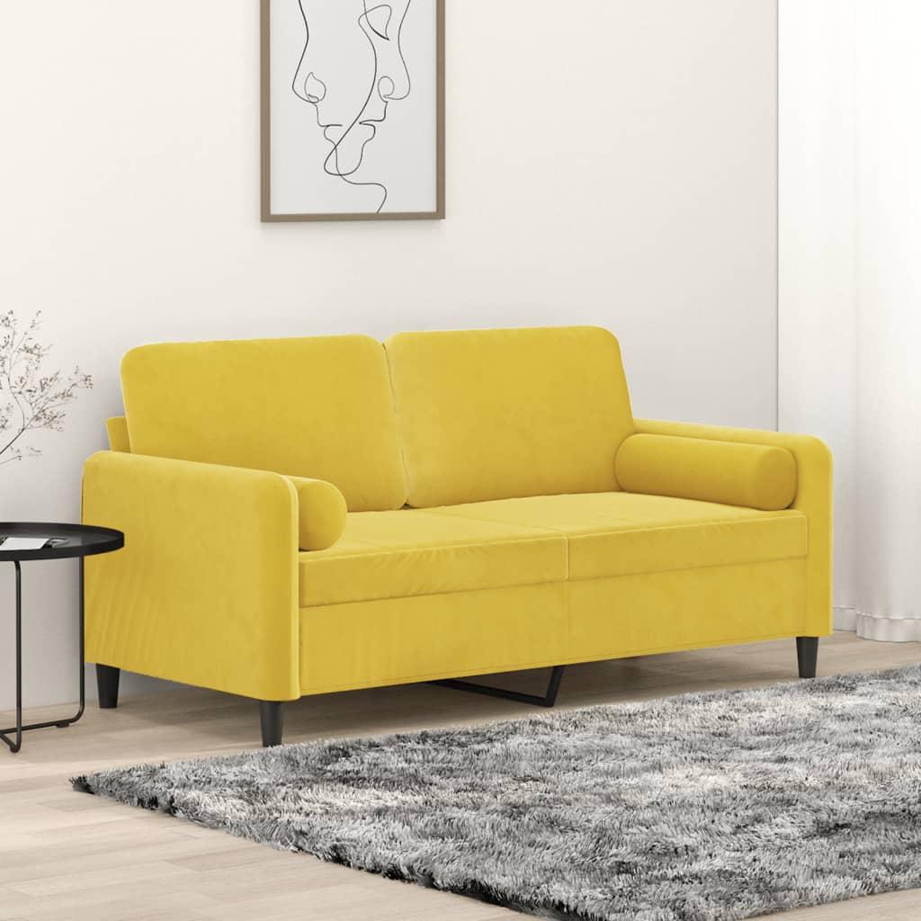 Personers Sofa Velour Med Pyntepuder Gul Sædebredde 140