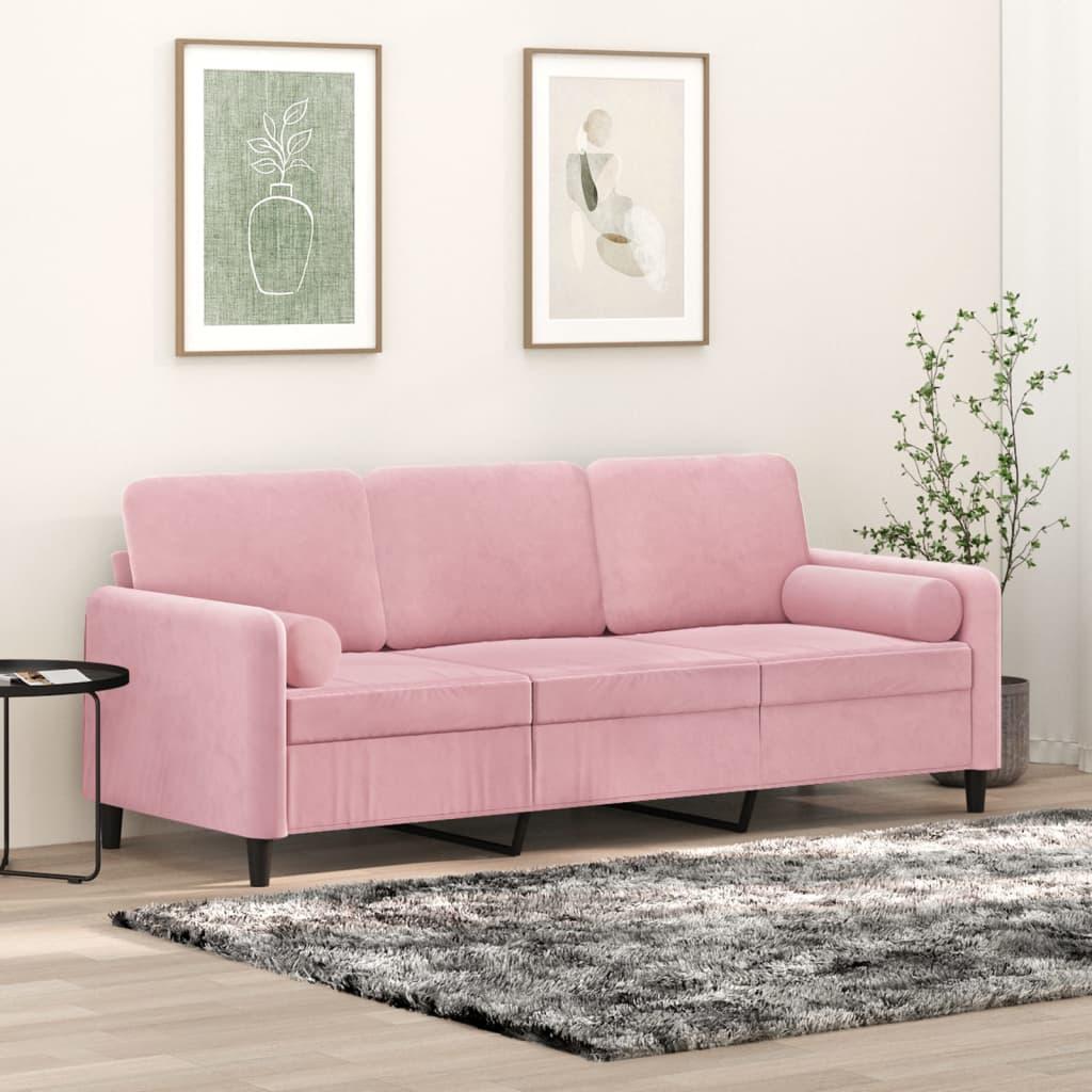 Personers Sofa Velour Med Pyntepuder Lyserød 198