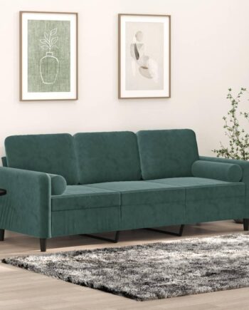Personers Sofa Velour Med Pyntepuder Mørkegrøn 198