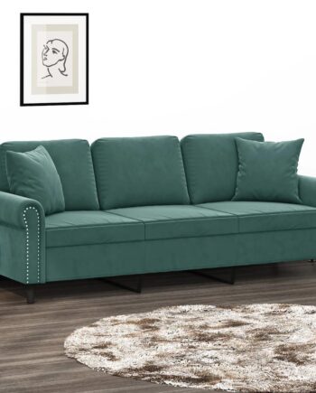 Personers Sofa Velour Med Pyntepuder Mørkegrøn 212