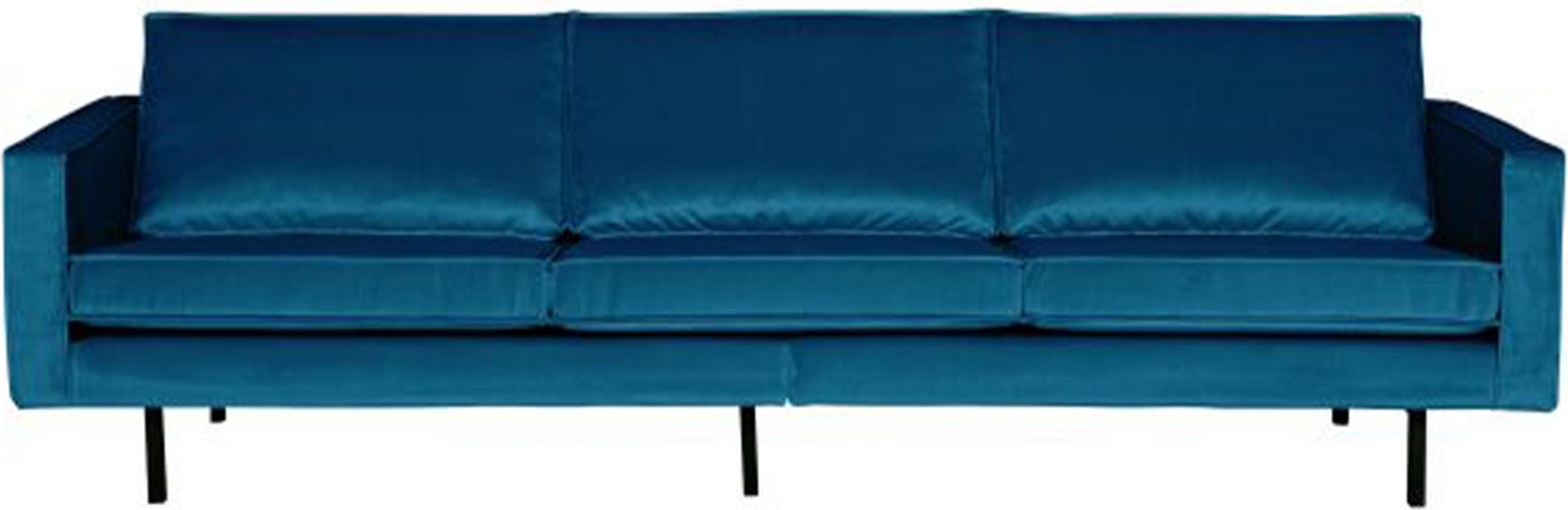 Personers Sofa Woood Rodeo Blå Velour Fløjl Fast Siddekomfort Høj Benramme 277