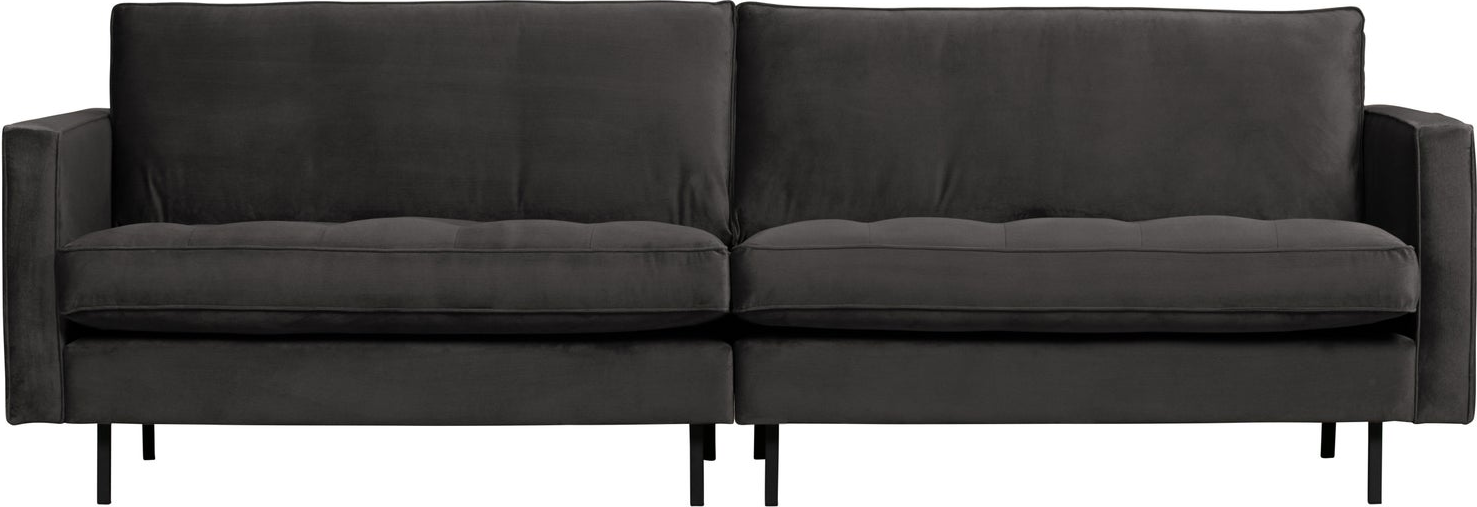 Personers Sofa Woood Rodeo Classic 275 Velour Antracit Quiltede Sædehynder