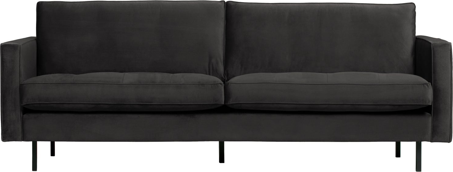 Personers Sofa Woood Rodeo Classic Antracitgrå Velour 230 Quiltet Sæde Slanke Metalben