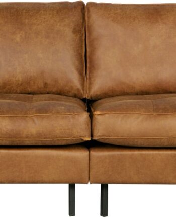 Personers Sofa Woood Rodeo Classic Cognac Ecoleather Quiltede Sædehynder Metalben 275