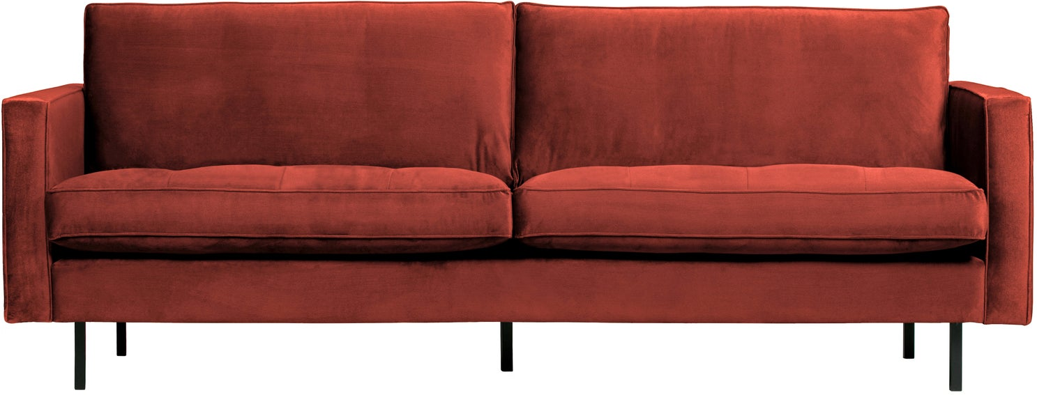 Personers Sofa Woood Rodeo Classic Kastanjebrun Velour 230 Fast Siddekomfort Quiltede Sædehynder