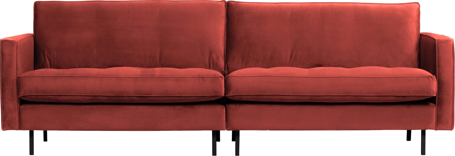 Personers Sofa Woood Rodeo Classic Kastanjebrun Velour 275 Fast Siddekomfort Quiltede Hynder