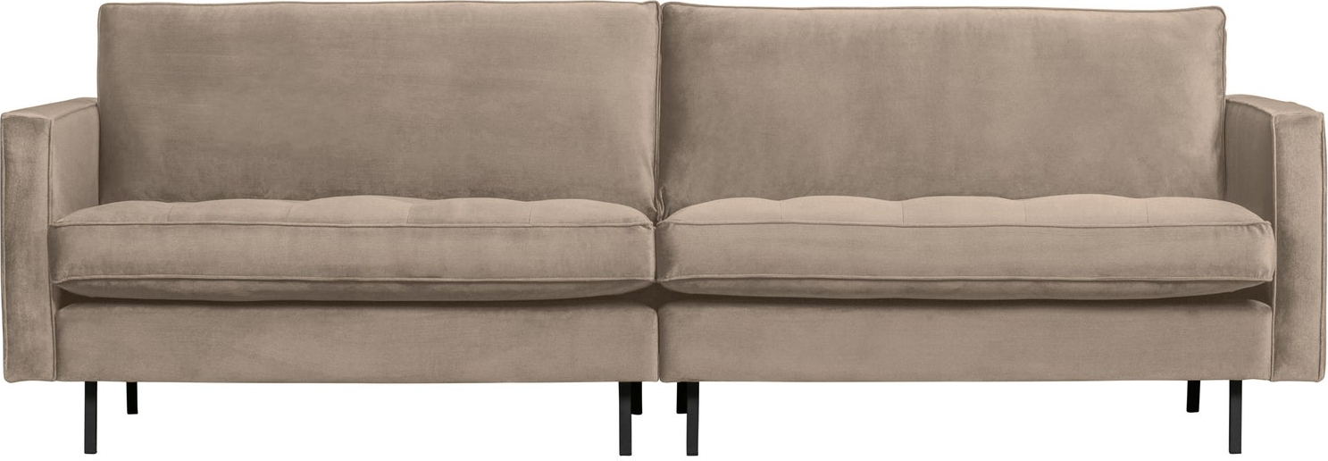 Personers Sofa Woood Rodeo Classic Khaki Velour 275 Quiltede Sædehynder Fast Siddekomfort