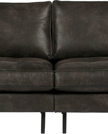 Personers Sofa Woood Rodeo Classic Sort Ecoleather Læder 275 Bred Syede Sædehynder Sorte Metalben