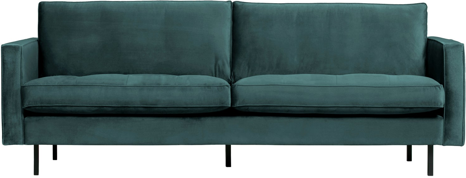 Personers Sofa Woood Rodeo Classic Tealblå Velour 230 Quiltede Sædehynder Metalben