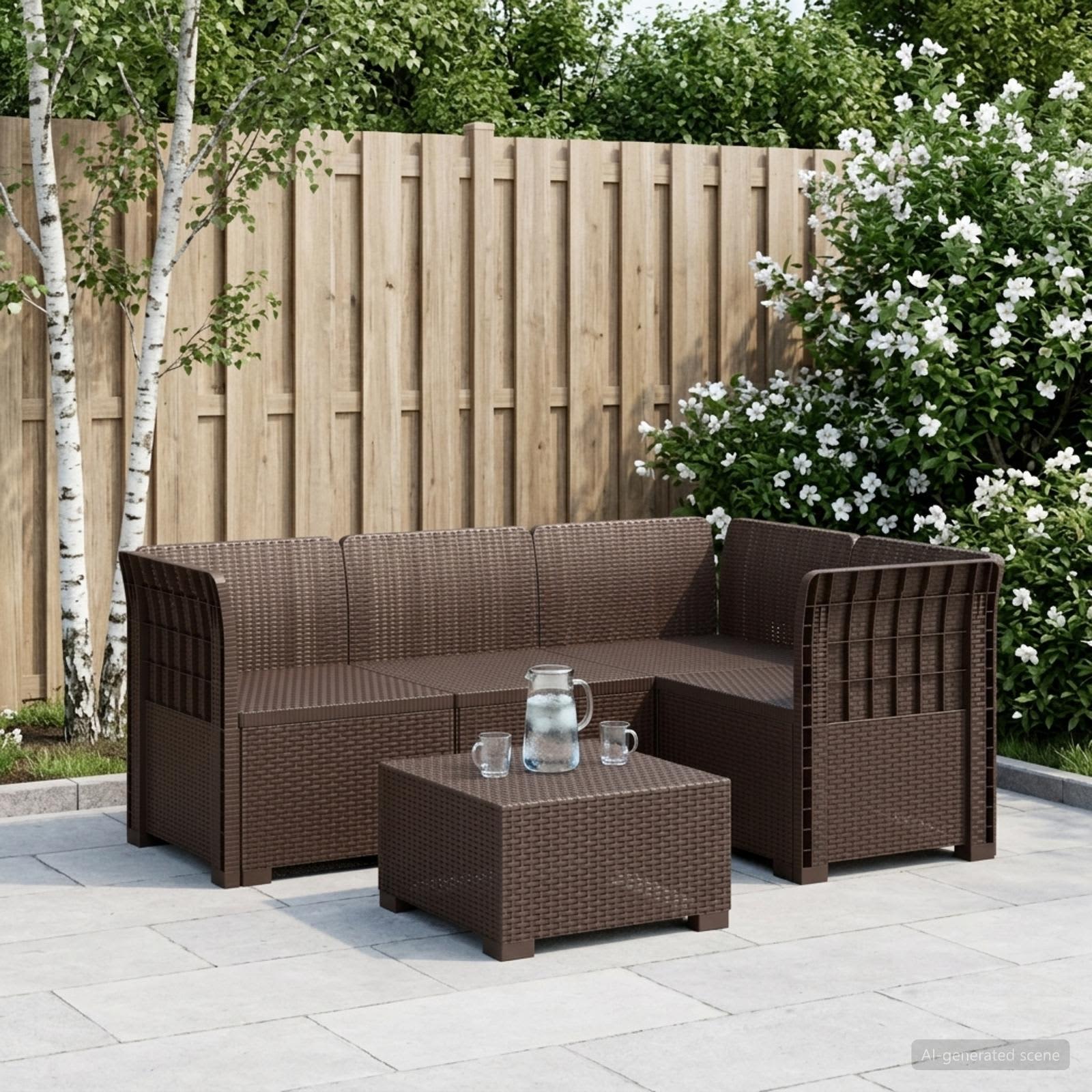 Persons Have Sofa Rattan Look Brun