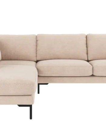 Rowico Corwin  Pers Hjørnesofa åben Ende Lys Beige Polyester Stof Sort Metal