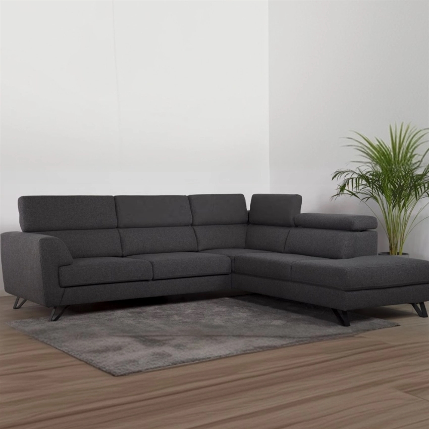 Scandinavian Living Billund Sofa Open End Grå Stof Justerbar Nakkestøtte Højrevendt Møbelsalg