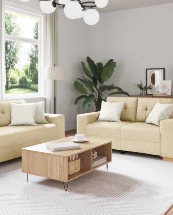 Sofa Dele 221 Linned Blandet Stof Creme