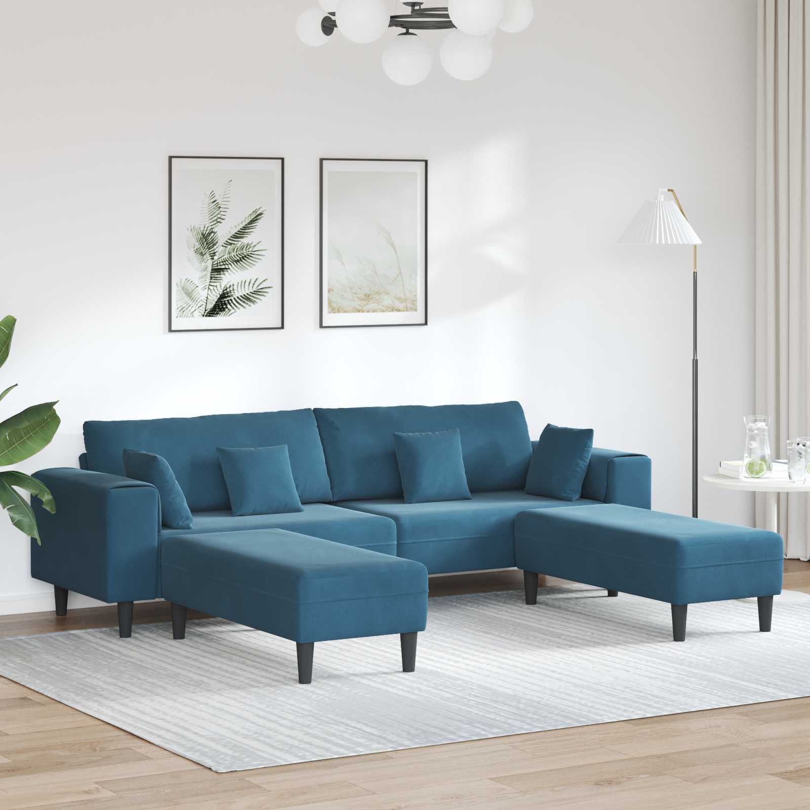 Sofa Dele 250 188 Fløjl Blå