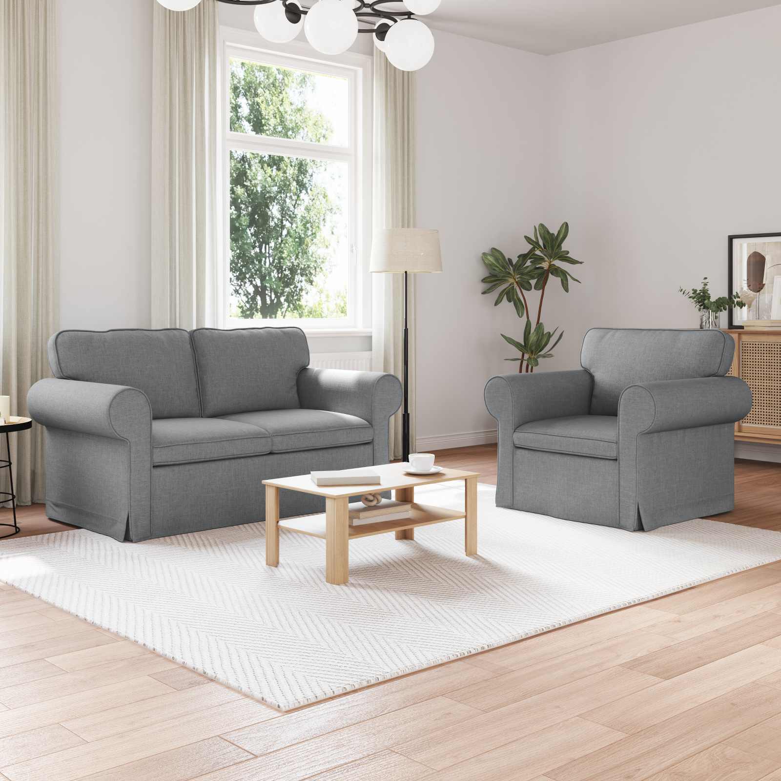 Sofa Sæt Dele Stof Lysegrå Sæder Sæder 120