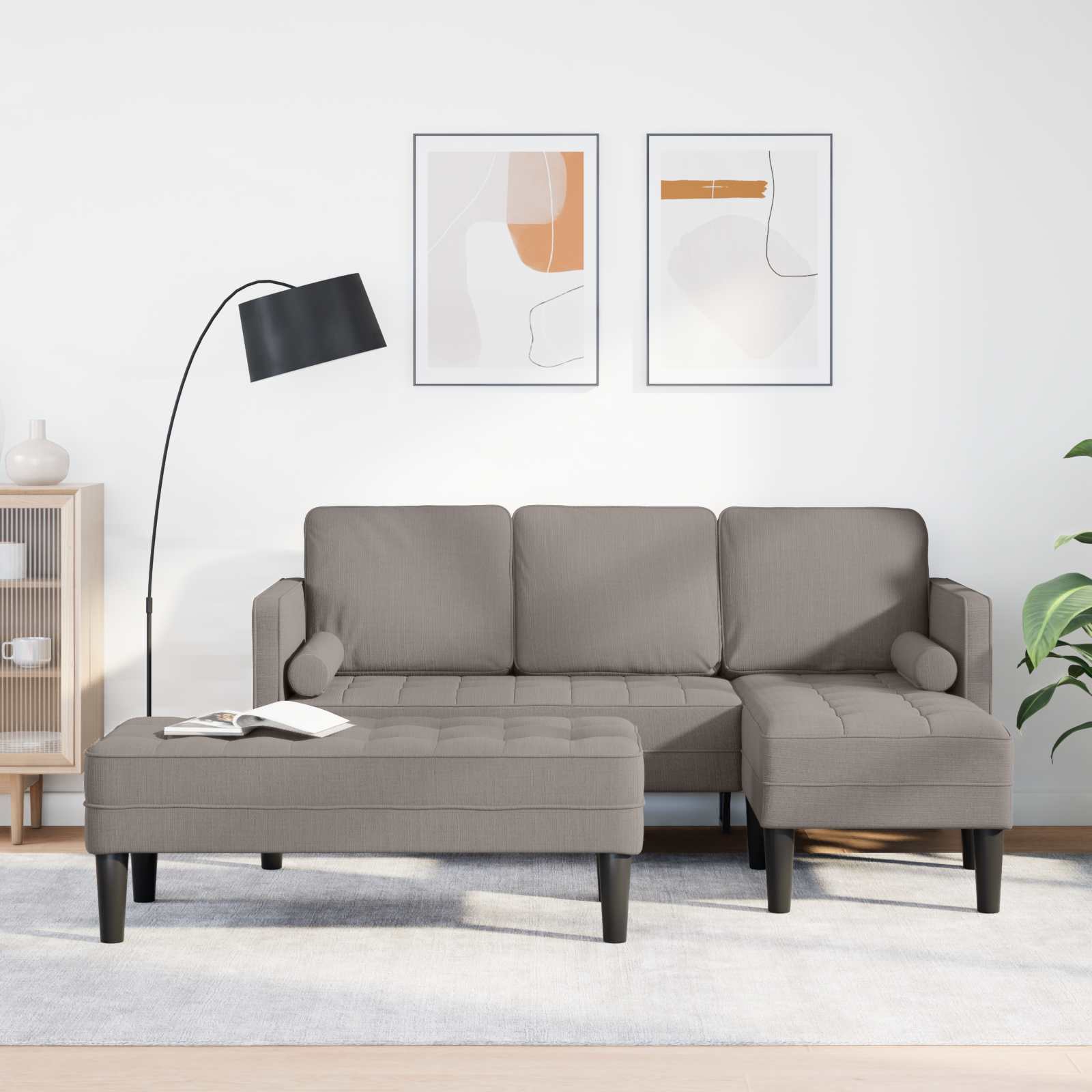 Sofa Sæt Stk Polyester Gråbrun