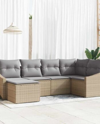 Sofa Sæt Stk Polyrattan Beige Grå