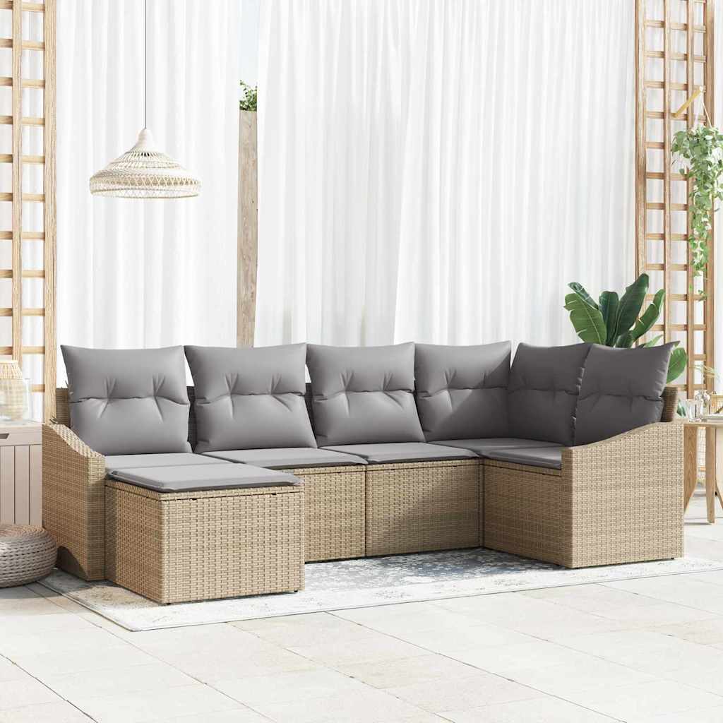 Sofa Sæt Stk Polyrattan Beige Grå