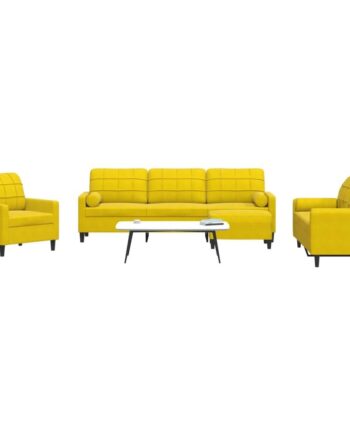 Sofasæt Dele Med Hynder Bolsterpuder Velour Gul Personers Sofa Personers Sofa Stol