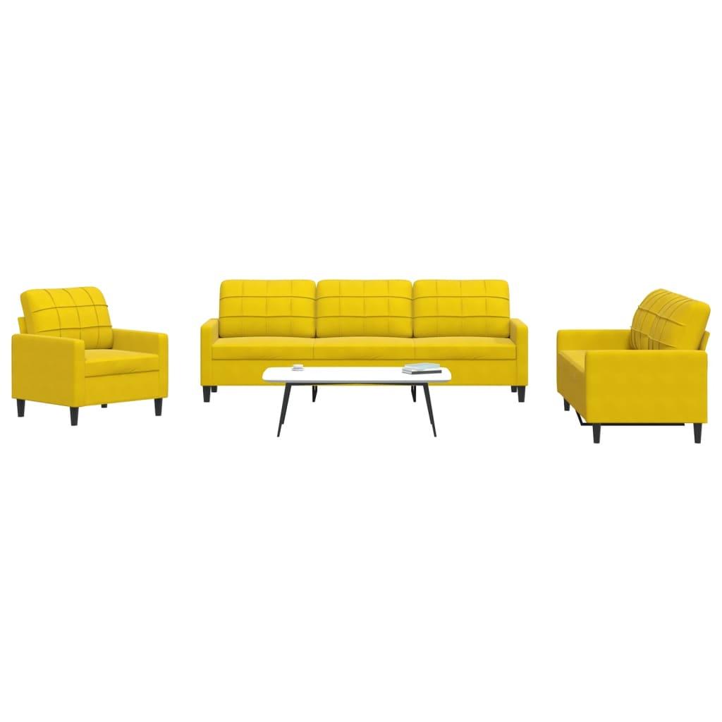 Sofasæt Dele Med Hynder Gul Velour Lænestol Personers Sofa Personers Sofa Fodskammel