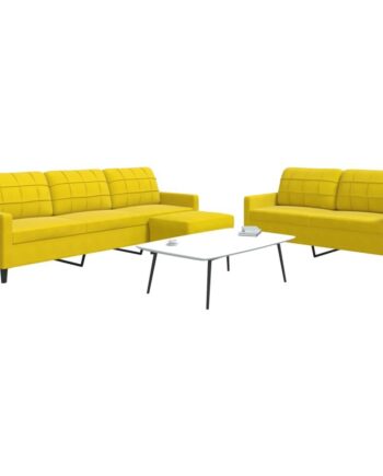 Sofasæt Dele Med Hynder Velour Gul Personers Sofa Med Fodskammel