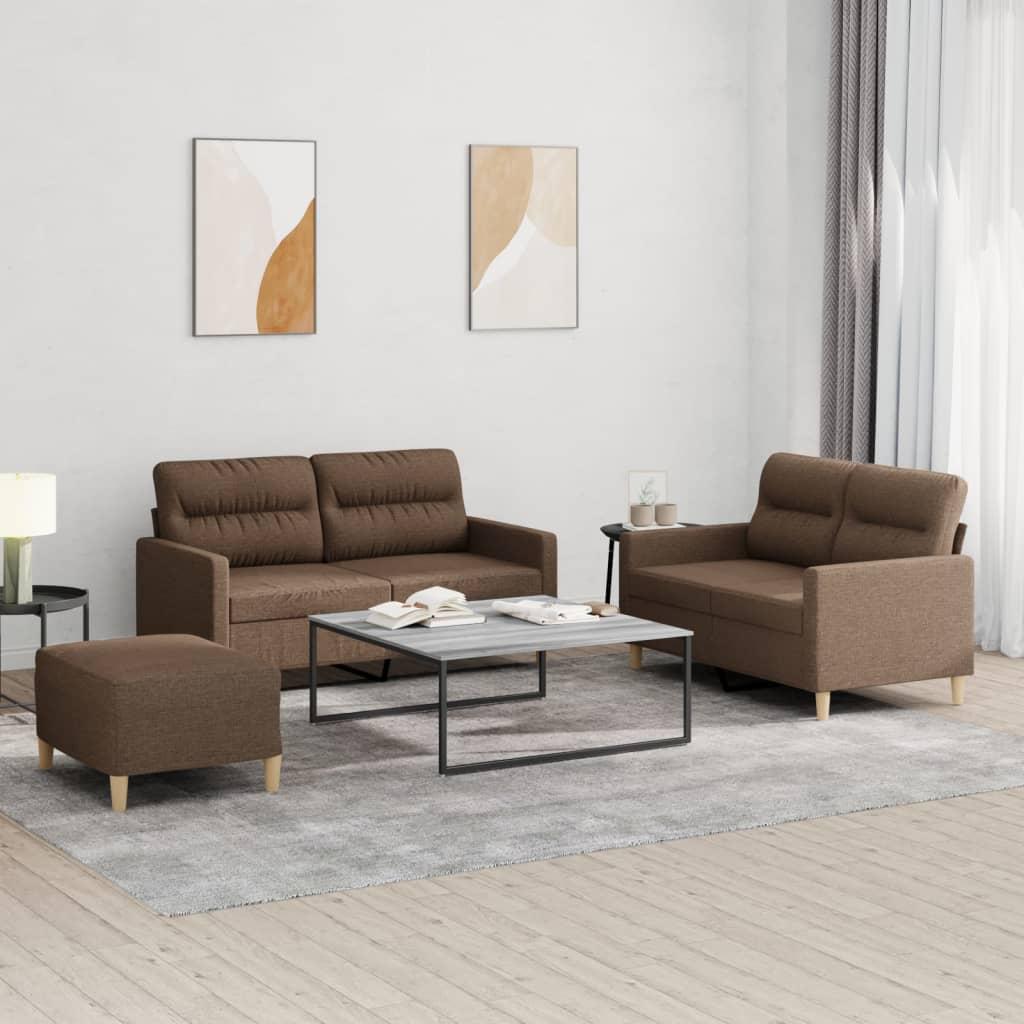 Sofasæt Dele Stof Brun Personers Sofa  Fodskammel