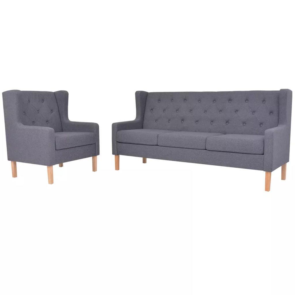 Sofasæt Stof Lænestol Personers Sofa Grå