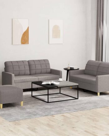 Sofasæt Stof Personers Sofa  Fodskammel Gråbrun