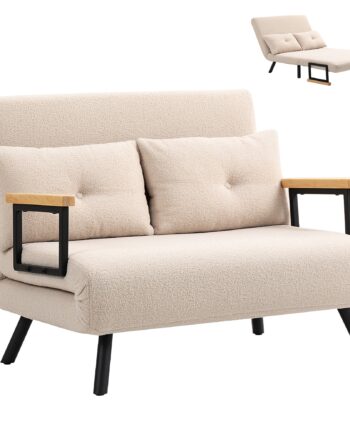 Sovesofa Personers Sofa Fløjlsofa Sovefunktion Inkl Hynder Fløjlslook Natur  Beige  Sort