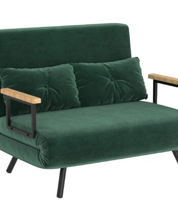 Sovesofa Personers Sofa Fløjlsofa Sovefunktion Inkl Hynder Fløjlslook Naturlig  Grøn