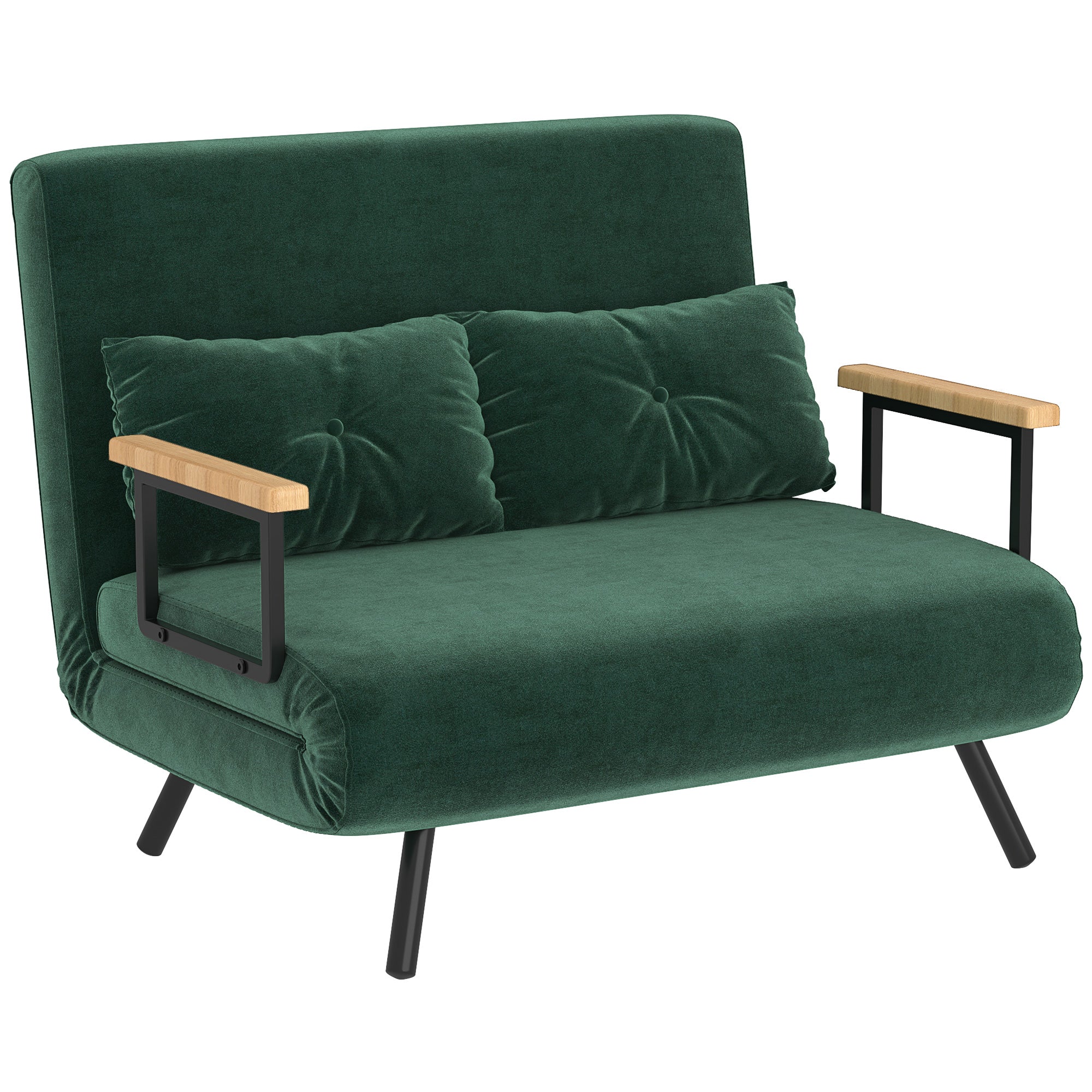 Sovesofa Personers Sofa Fløjlsofa Sovefunktion Inkl Hynder Fløjlslook Naturlig Grøn
