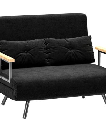 Sovesofa Personers Sofa Fløjlsofa Sovefunktion Inkl Hynder Fløjlslook Sort