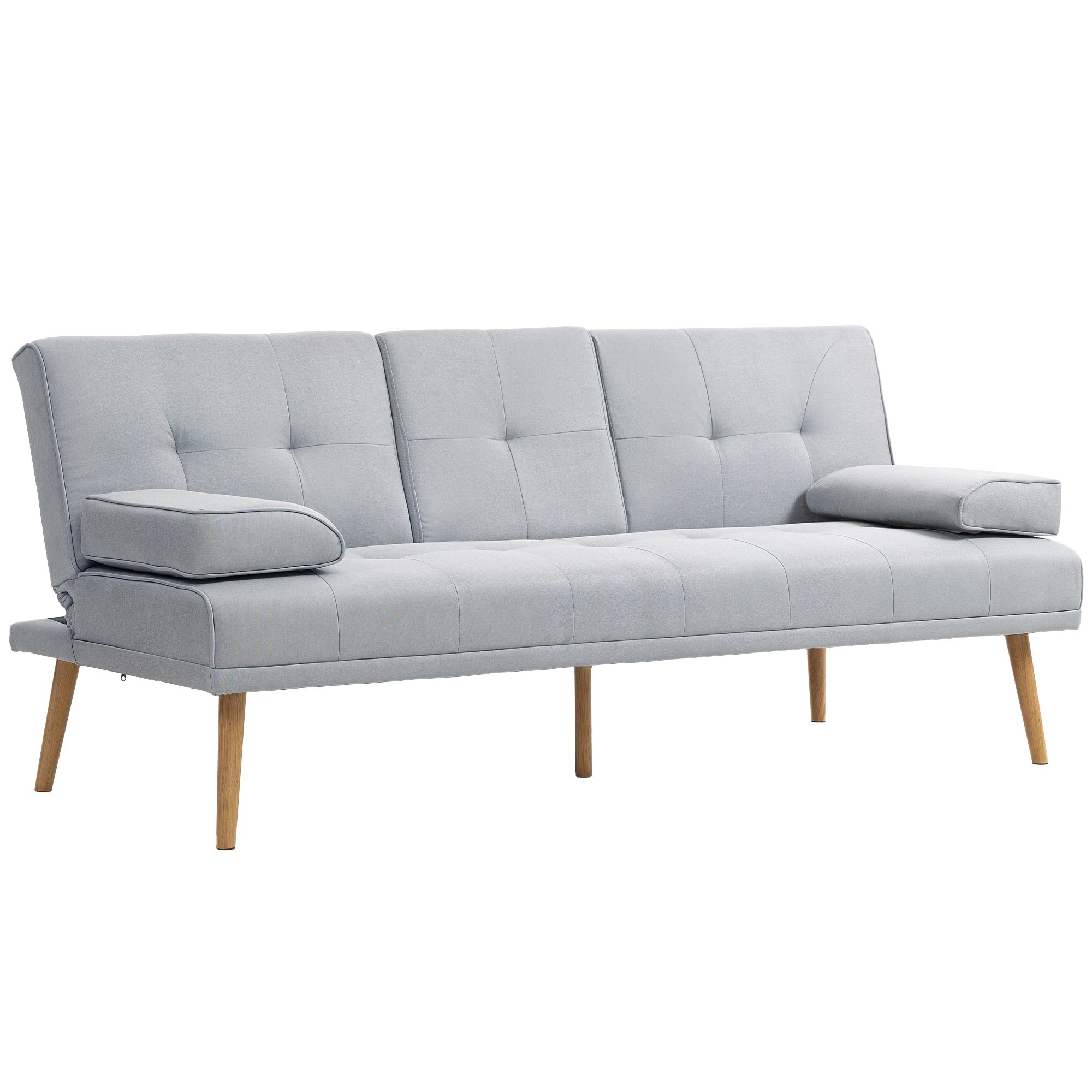 Sovesofa Personers Sofa Sovesofa Med Klapbord Kopholder Sovesofa Med Linnedlook Gæsteseng Til Stuen Lysegrå