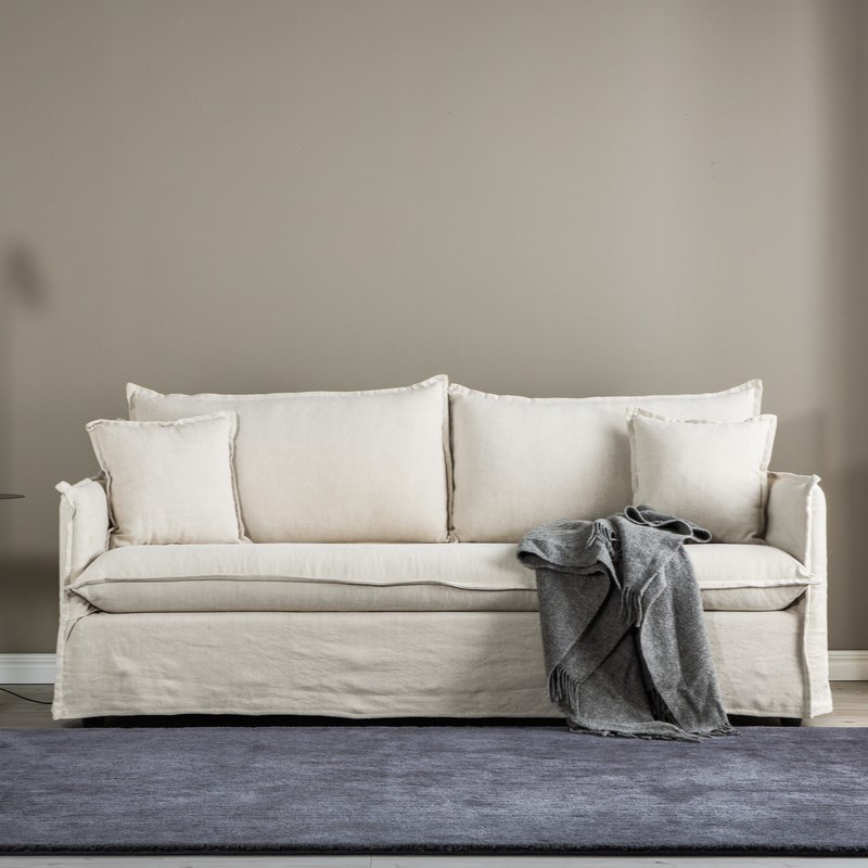 Stella Sofa Personers Med Stof Beige Bomuld