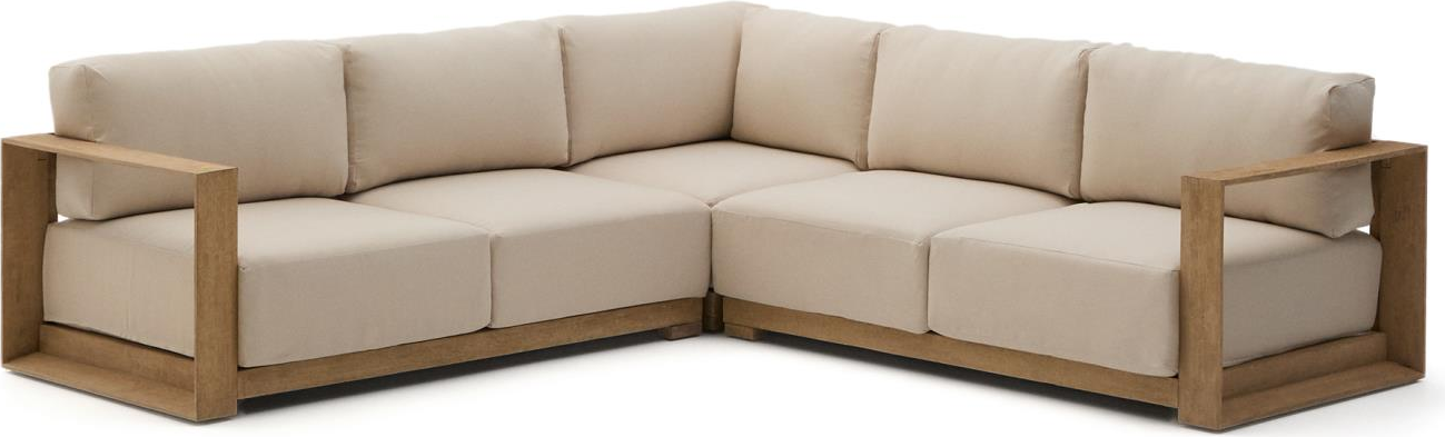 Udendørs Hjørnesofa Kave Home Ambra Personers Beige Akacietræ Loungesæt 248x248x77