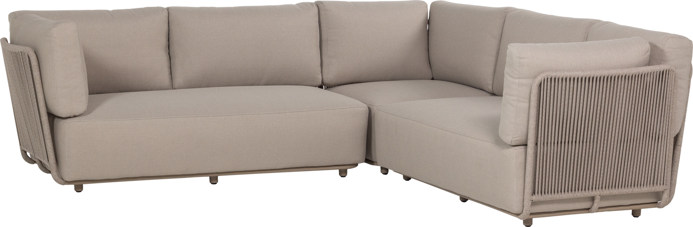 Udendørs Hjørnesofa Loungesæt Woood Collection 269 269 Naturlig Metal Polyester Reb Udendørsstof