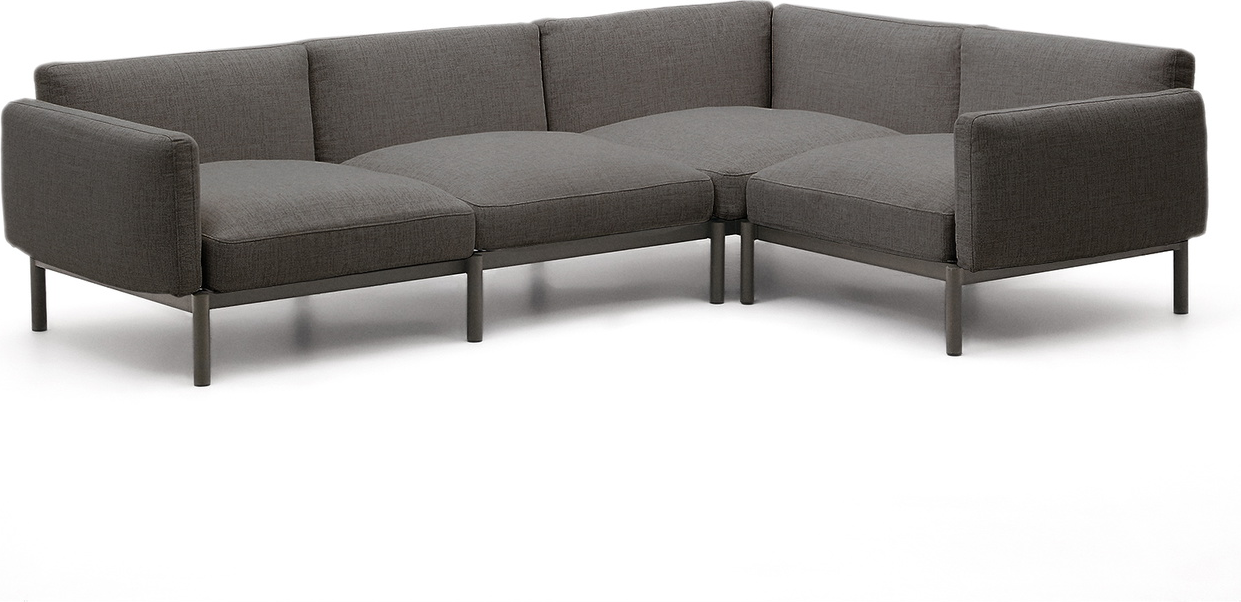 Udendørs Hjørnesofa Personers 276x191 Kave Home Sorells Grå Aluminium Loungesofa Med Aftagelige Hynder