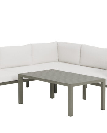 Venture Home Copacabana Havehjørnesofasæt Bord Sofa Hvid Boucl Hynder Brun Aluminium