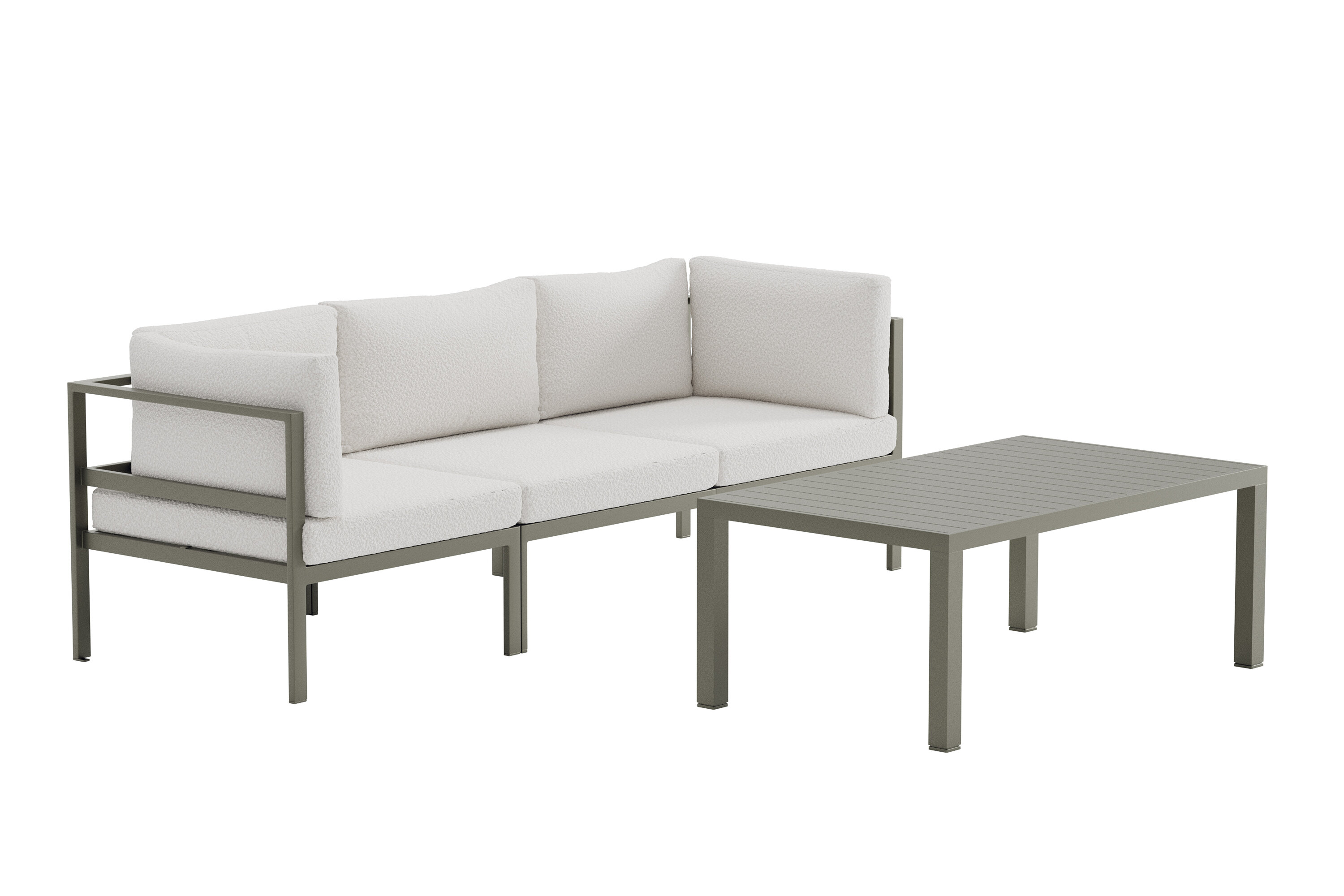 Venture Home Copacabana Havesofasæt Bord Sofa Hvid Boucl Hynder Brun Aluminium
