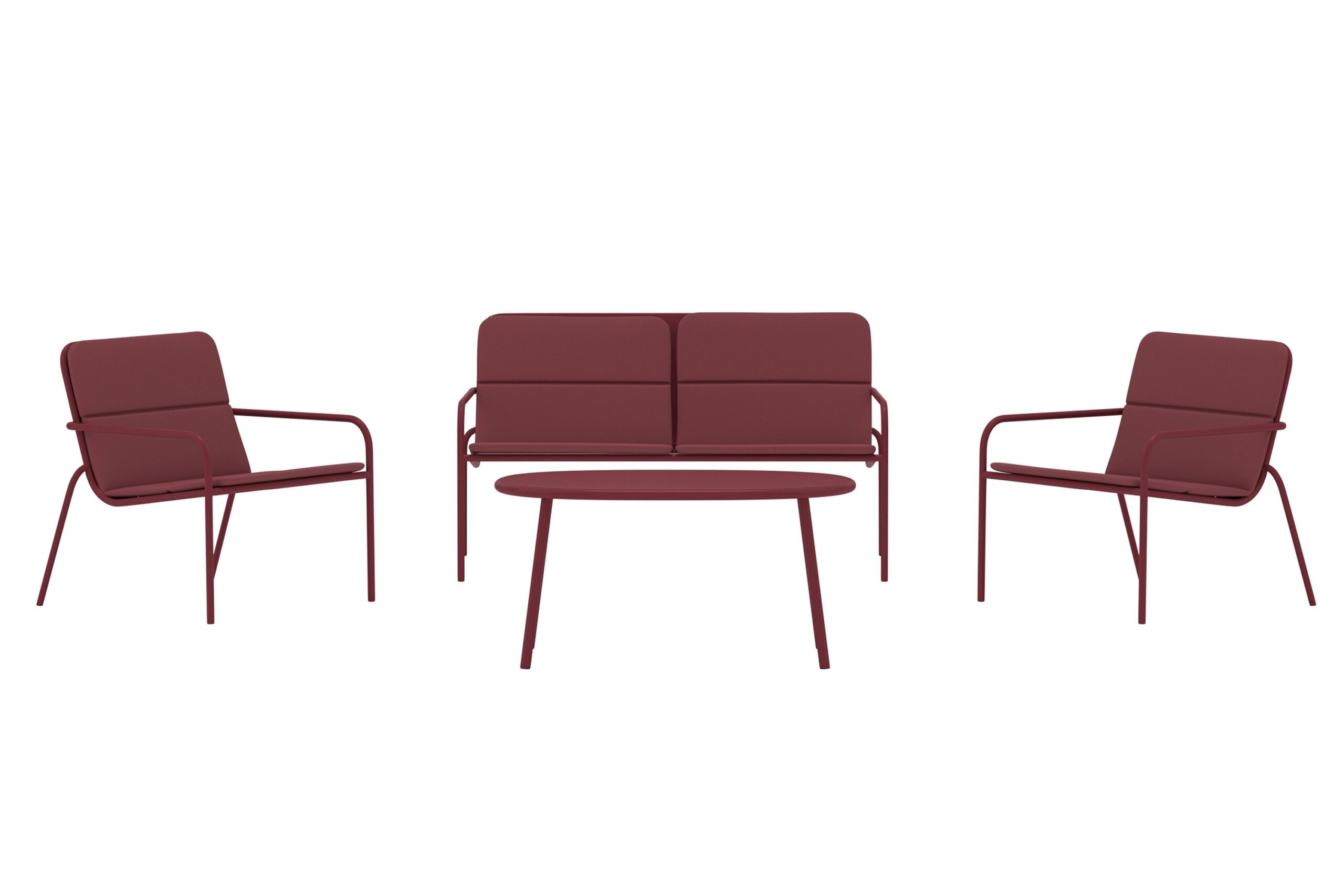 Venture Home Fourni Havesofasæt Bord Sofa Stole Bordeaux Hynder Bordeaux Stål